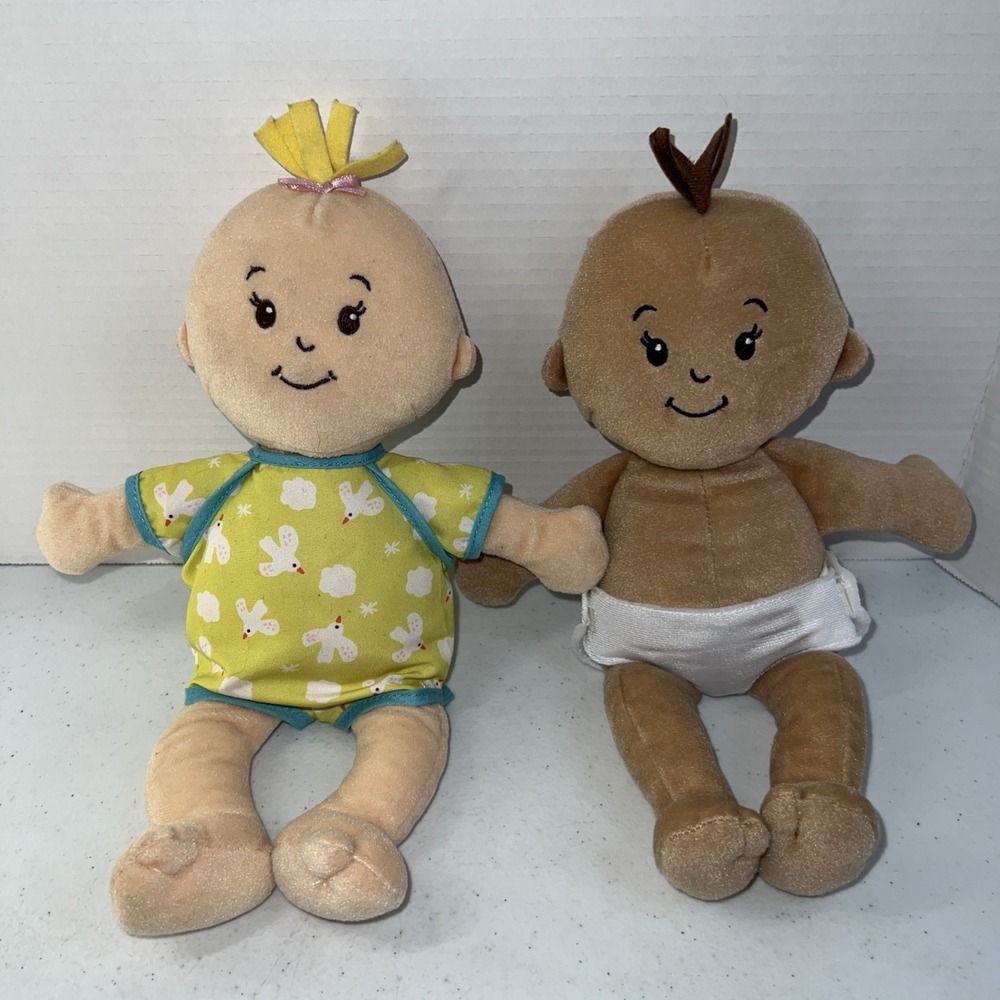 The Manhattan Toy Company Soft Plush Baby Doll 12"‎ Lot of 2 Outfit & Diaper